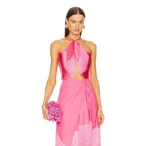 Cult Gaia Quella Fringe Top in Sangria size XS